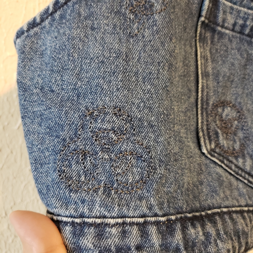 Cider‎ Denim Overall Embroidered Cropped Top Size Small Y2K Retro - Picture 5 of 5